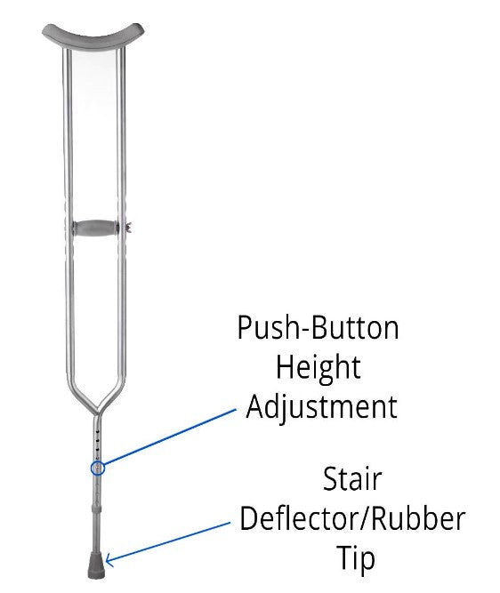 Heavy Duty Steel Bariatric Adult Crutches (Single)