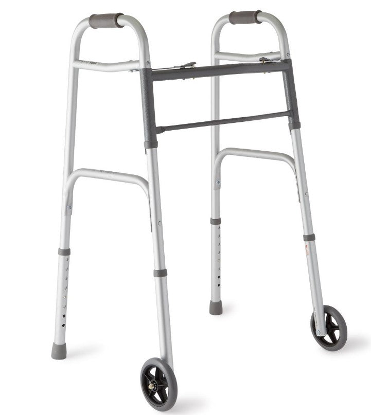 Two-Button Folding Walkers with 5&quot; Wheels (Case)